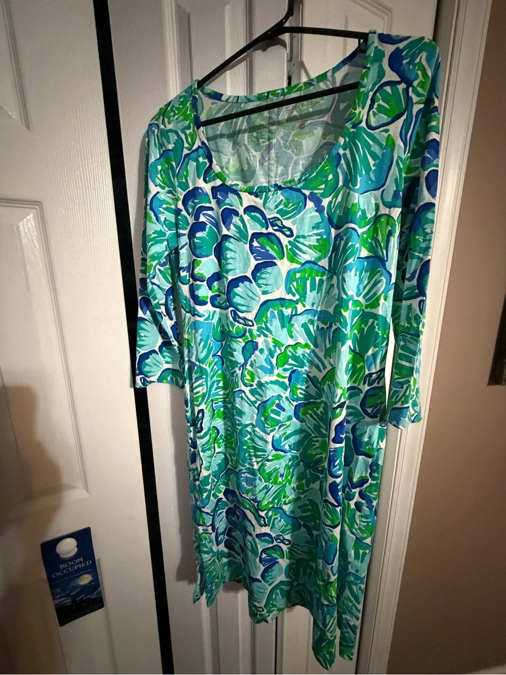 Lilly Pulitzer Blue & Green Floral Scoop-Neck Midi Dress - Picture 2 of 5